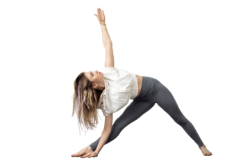 Female trainer Slim yoga exercise in Tracksuit, Transparent background, png.