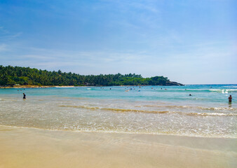 Beautiful tropical landscape on the ocean shore of Sri Lanka. Photography for tourism background,...