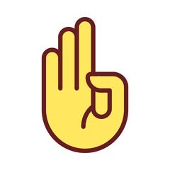 Counting on fingers pixel perfect RGB color icon. Mathematical learning. Hand gesture and sign. Isolated vector illustration. Simple filled line drawing. Editable stroke. Arial font used