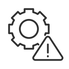 Technical warning pixel perfect linear icon. Program settings issue. Device configuration problem. Thin line illustration. Contour symbol. Vector outline drawing. Editable stroke. Arial font used