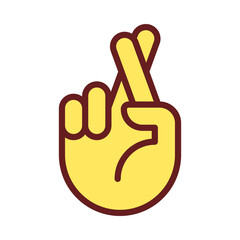 Crossed fingers pixel perfect RGB color icon. Wishing and hope. Hand gesture. Superstitions. Isolated vector illustration. Simple filled line drawing. Editable stroke. Arial font used