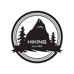 Mountain Icon. Hiking and Travel Company Emblem. Simple Vector Design Element.
