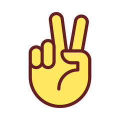 Peace sign pixel perfect RGB color icon. Pacifistic hand gesture. Positive wish. Communication. Isolated vector illustration. Simple filled line drawing. Editable stroke. Arial font used