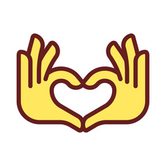 Hands heart gesture pixel perfect RGB color icon. Showing affection and love. Romantic relationship. Isolated vector illustration. Simple filled line drawing. Editable stroke. Arial font used