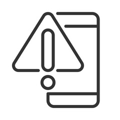 Phone warning pixel perfect linear icon. Mobile phone breakage. Smartphone touchscreen issue. Thin line illustration. Contour symbol. Vector outline drawing. Editable stroke. Arial font used