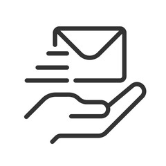 Send letter pixel perfect linear icon. Delivery service. Written communication. Receiver address. Thin line illustration. Contour symbol. Vector outline drawing. Editable stroke. Arial font used