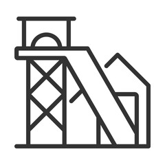 Coal mine pixel perfect linear icon. Lode of fossil fuel in earth. Extraction of rock and ore. Heavy industry. Thin line illustration. Contour symbol. Vector outline drawing. Editable stroke