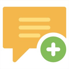 Obraz premium Add chat line icon, outline vector sign, Speech bubble with plus symbol, logo illustration.Speech bubble add icon isolated on yellow vector image