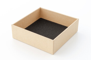 open gift box, blank paper box for branding on white isolated background