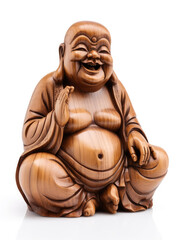Fototapeta na wymiar Happy wooden Buddha