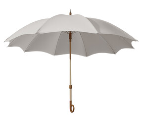 White umbrella with wooden handle