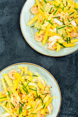 Prawns salad with mango and avocado