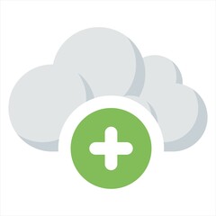 Cloud computing line icon. Internet data storage sign. Add file symbol. Colorful  outline concept. Linear style cloud computing icon. Vector...