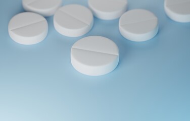pills on blue background