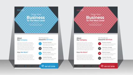 Corporate busienss a4 flyer vector template design for a digital marketing company. Annual report geometric proposal poster and brochure cover.