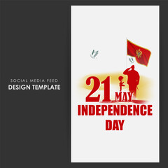 Vector illustration of Montenegro Independence day social media story feed mockup template