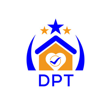 DPT House logo. KJG Letter logo and icon. Blue vector image on white background. KJG house Monogram home logo picture design and best business icon. 
