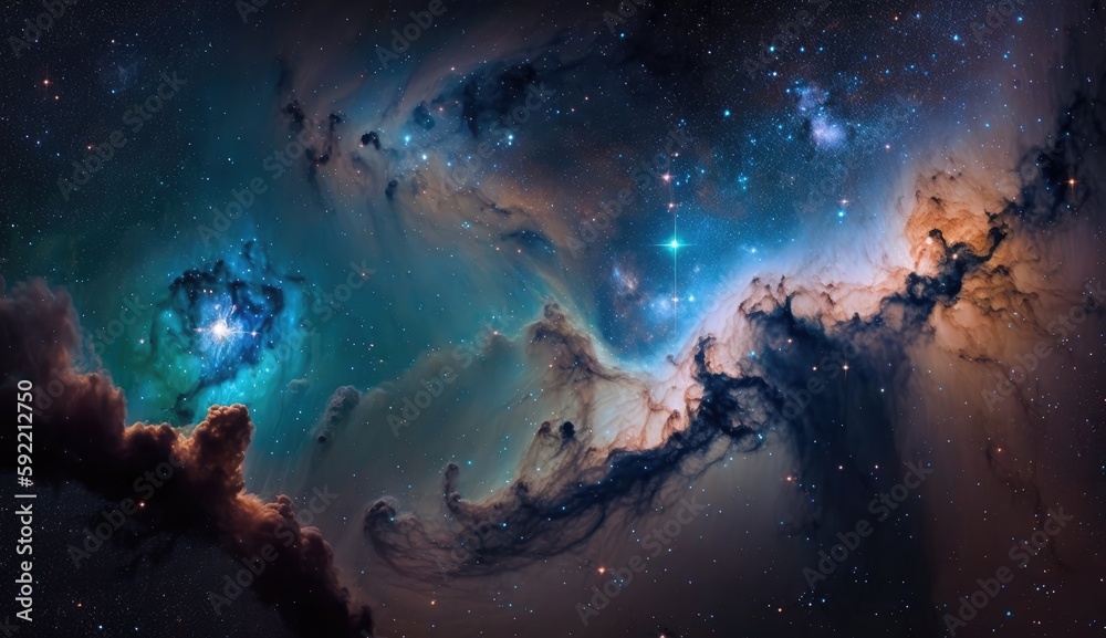 Sticker beautiful nebula in outer space made with generated ai