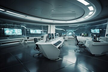 Futuristic Office: Bold Business Environment with Modern Aesthetics, Generative AI