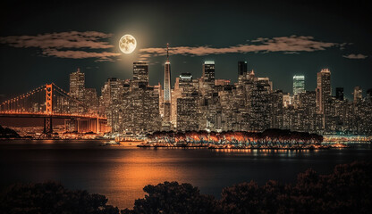 Cityscape of San Francisco at night Generative AI