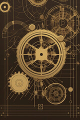 mechanical engineering design, with a focus on precision and attention to detail. using simple geometric shapes, thin lines, and a limited color palette to achieve a 2D minimalist flat illustration