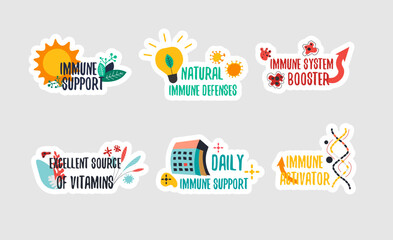 Sticker set for immune support product package