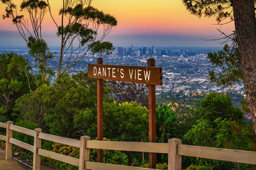 Fototapeta na wymiar Los Angeles from Dante's View viewpoint in California photographed at sunset