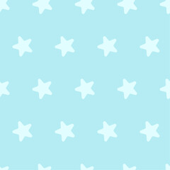 Scrapbook seamless background. Blue baby shower patterns. Cute print with star