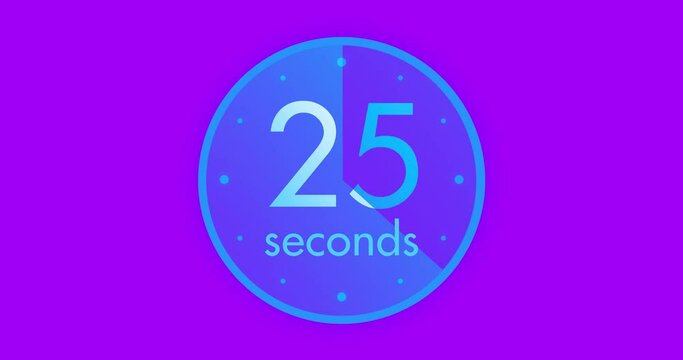 Round Timer Animation. Countdown Clock from 0 to 45 Seconds. Abstract Background. 4K