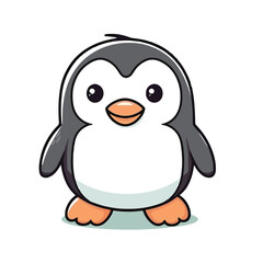 Mascot of cute baby polar penguin. Cartoon flat character vector illustration