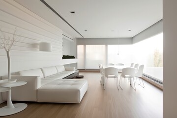 Naklejka na ściany i meble Modern white livingroom, made with generative ai