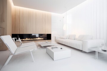 Modern white livingroom, made with generative ai