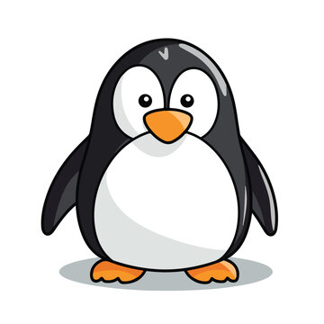 Mascot of cute baby polar penguin. Cartoon flat character vector illustration