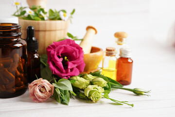 Alternative medicine herbal organic capsule with vitamin E omega 3 fish oil, mineral, drug with herbs leaf natural supplements for healthy good life.