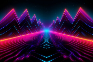 Synthwave style abstract art and backgrounds. Generative AI.