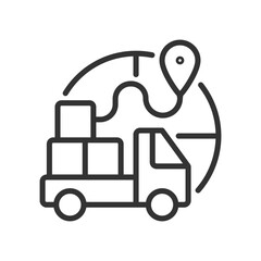 Import restrictions linear icon. Goods, products transportation. Thin line customizable illustration. Contour symbol. Vector isolated outline drawing. Editable stroke. Pixel perfect. Arial font used