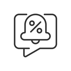 Sales and discount notifications pixel perfect linear icon. Online shopping. Internet mailing. Thin line illustration. Contour symbol. Vector outline drawing. Editable stroke. Arial font used