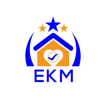 EKM House logo Letter logo and icon. Blue vector image on white background. KJG house Monogram home logo picture design and best business icon. 
