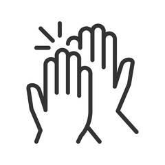 High five pixel perfect linear icon. Success gesture. Productive teamwork metaphor. Collaboration. Thin line illustration. Contour symbol. Vector outline drawing. Editable stroke. Arial font used