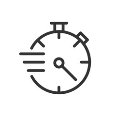Stopwatch pixel perfect linear icon. Countdown tool. Precise measurement. Sport timer. Thin line illustration. Contour symbol. Vector outline drawing. Editable stroke. Arial font used