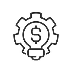 Business idea pixel perfect linear icon. Startup entrepreneur. Brainstorming. Money-making strategy. Thin line illustration. Contour symbol. Vector outline drawing. Editable stroke. Arial font used