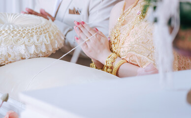Thai wedding ceremony. The bride in the wedding ceremony of Thailand.