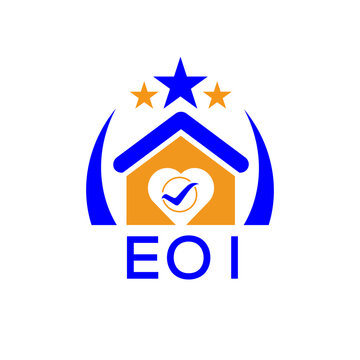 EOI House logo Letter logo and icon. Blue vector image on white background. KJG house Monogram home logo picture design and best business icon. 
