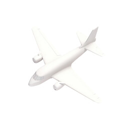 Cute Airplane 3d icon cartoon style on isolated transparent background png. Generative ai
