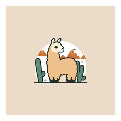 Llama cartoon alpaca. Lama animal vector isolated illustration. Cute funny . Design for card, sticker , fabric textile, t shirt. Children, kid modern trendy style