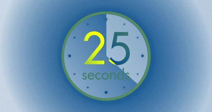 Round Timer Animation. Countdown Clock from 0 to 45 Seconds. Abstract Background. 4K