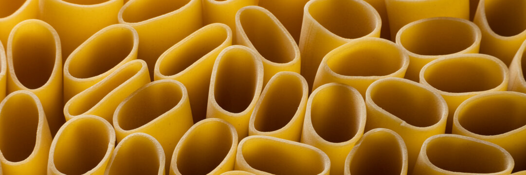 Close up view of dry pasta, food pattern

