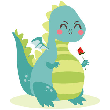 Vector illustration of dragon with a rose celebrating Diada de Sant Jordi ( Saint George's Day). Dia de la rosa (Day of the Rose). Dia del llibre (Day of the Book) traditional festival in Catalonia