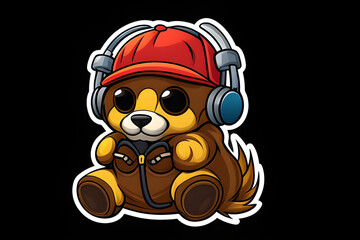 ai-generated illustration of a cartoon hip-hop animal  character as a cutout sticker