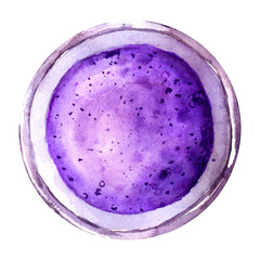 Watercolor smoothie top view. Hand drawn illustration. Isolated on a white background.